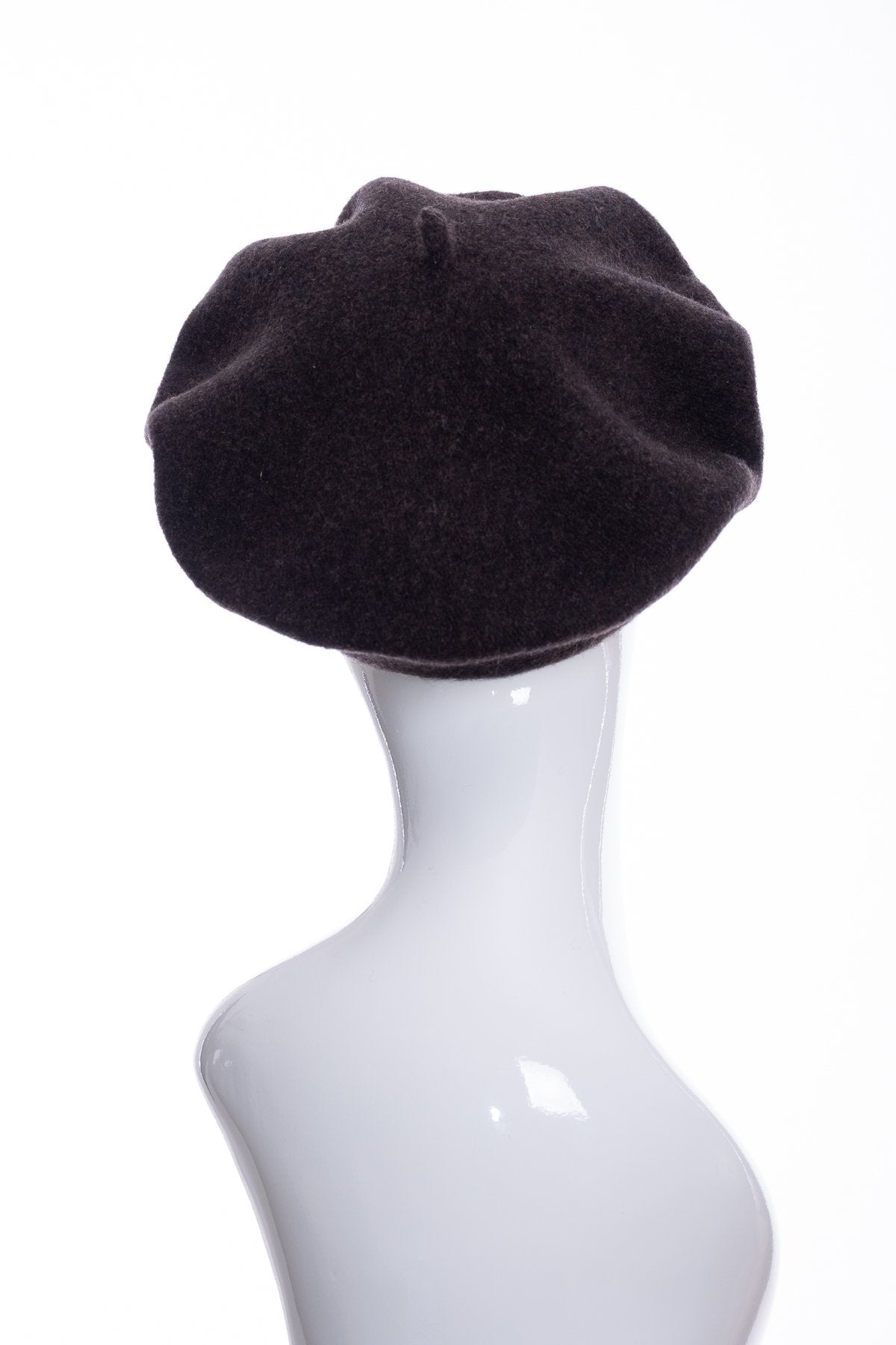 Kopka merino wool classic beret, brown marl, rear view