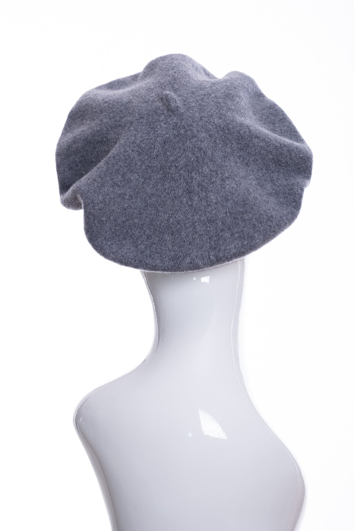 Kopka merino wool classic beret, grey marl, rear view