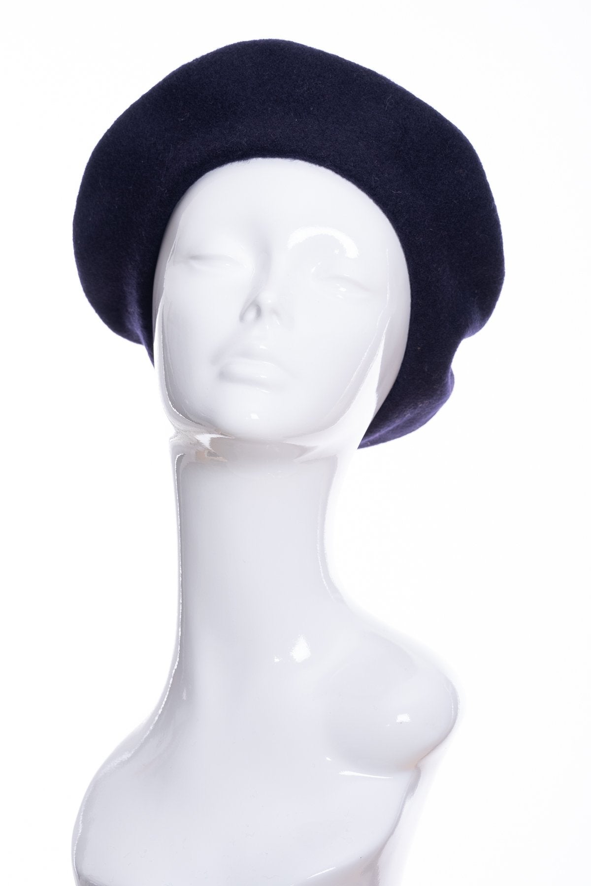 Kopka merino wool classic beret, navy, front view