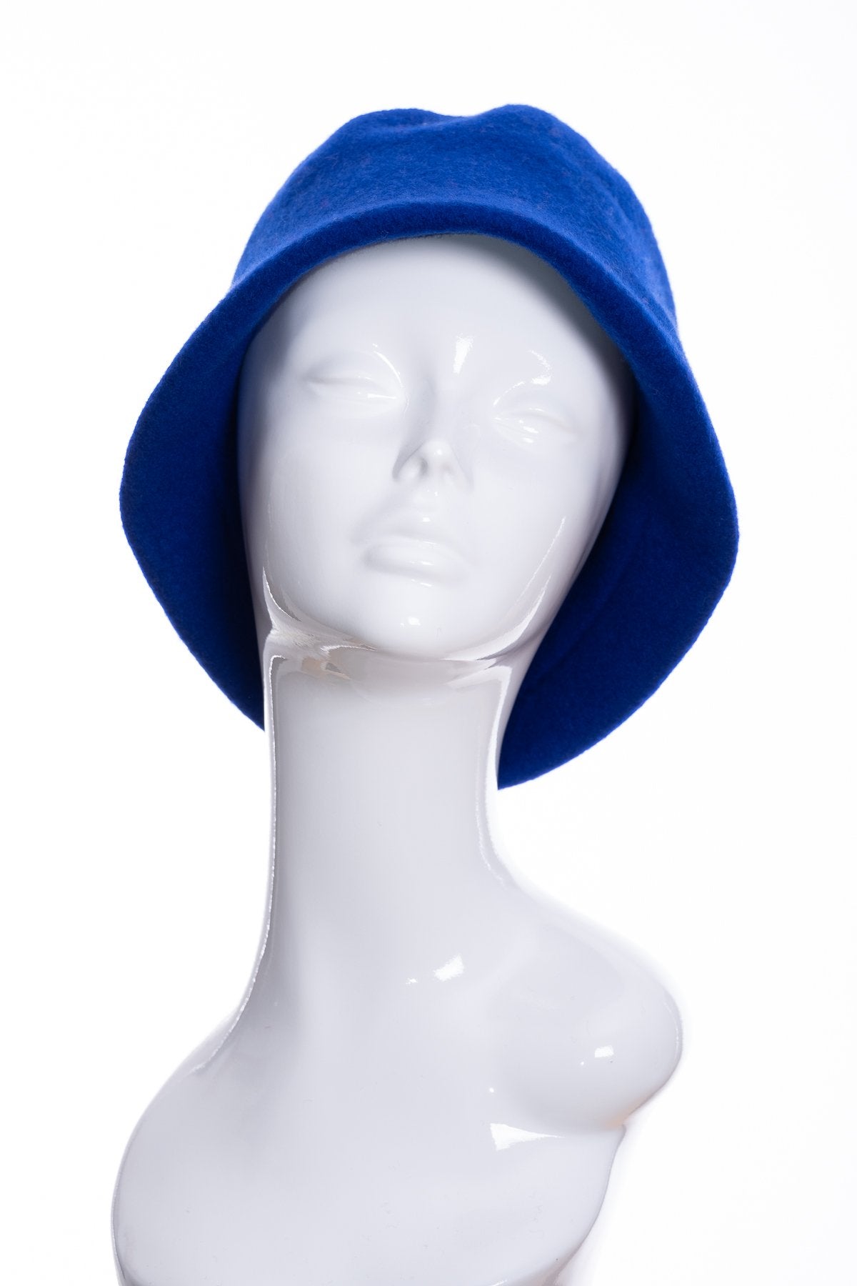Kopka merino wool cloche hat, royal blue, front view