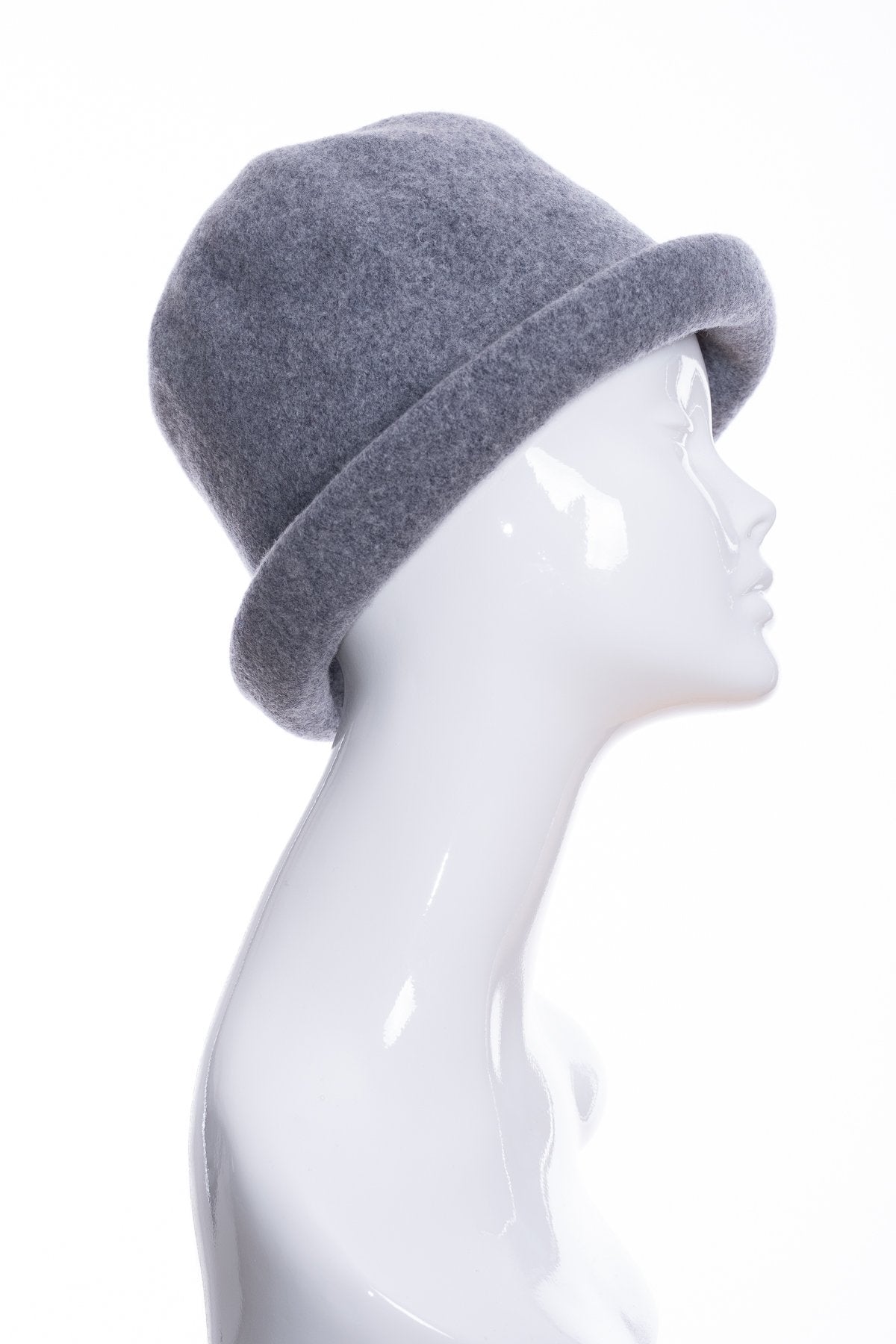 Kopka merino wool cloche hat, grey marl, side 2 view