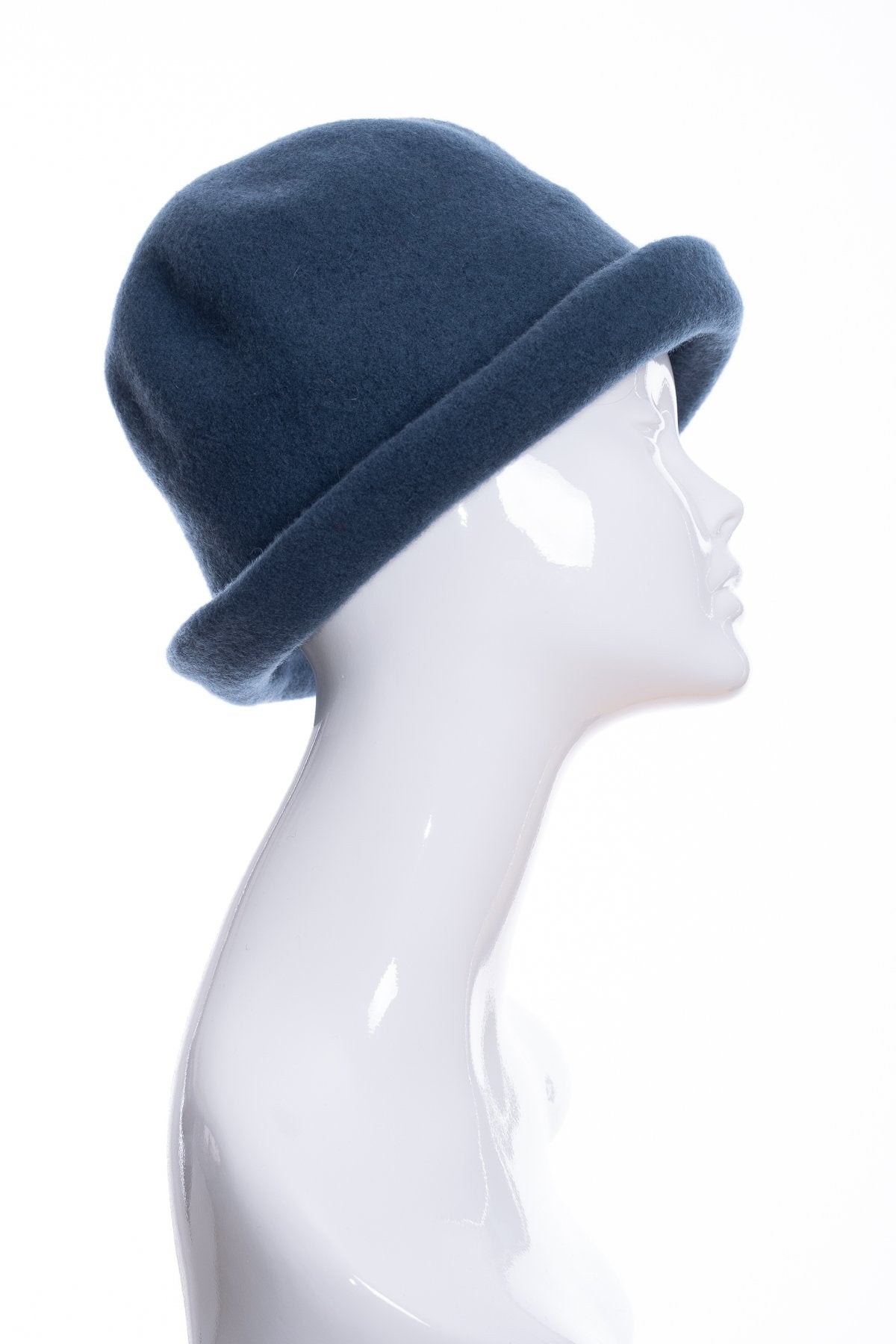 Kopka merino wool cloche hat, teal, side 2 view