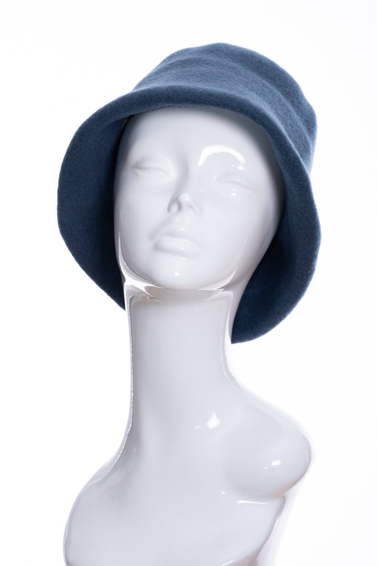 Kopka merino wool cloche hat, teal, front view