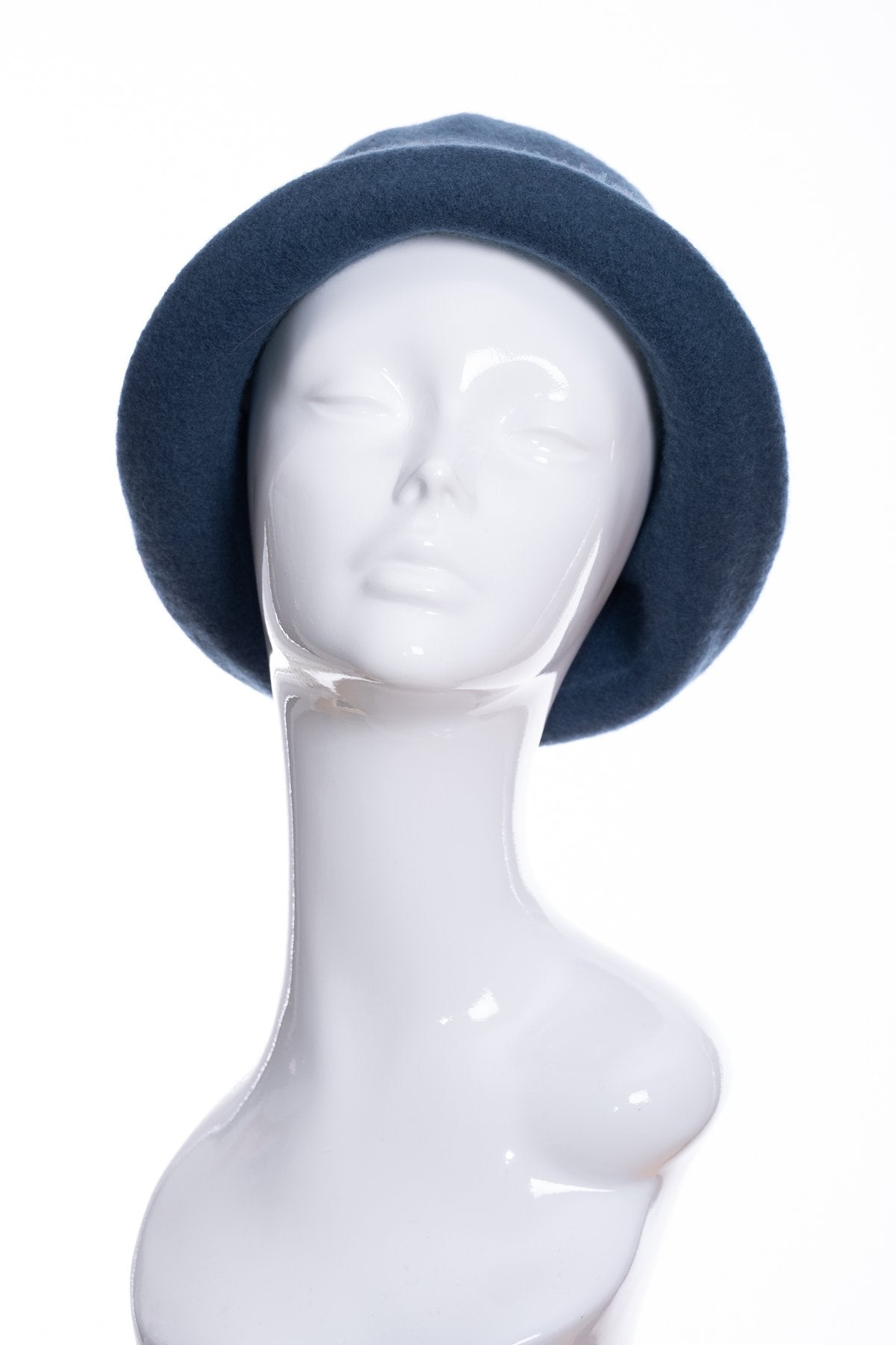 Kopka merino wool cloche hat, teal, front 2 view