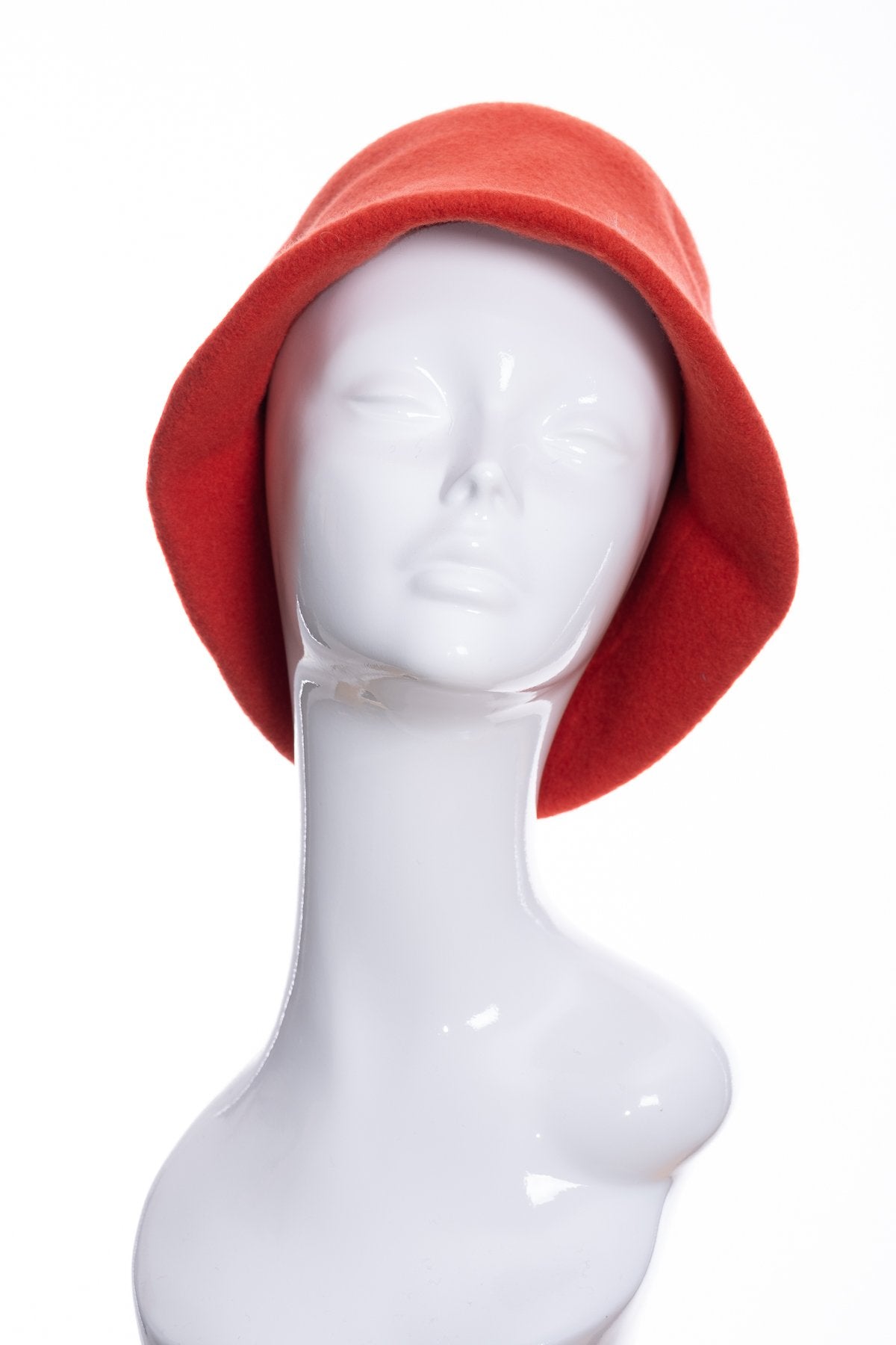 Kopka merino wool cloche hat, rust, front view