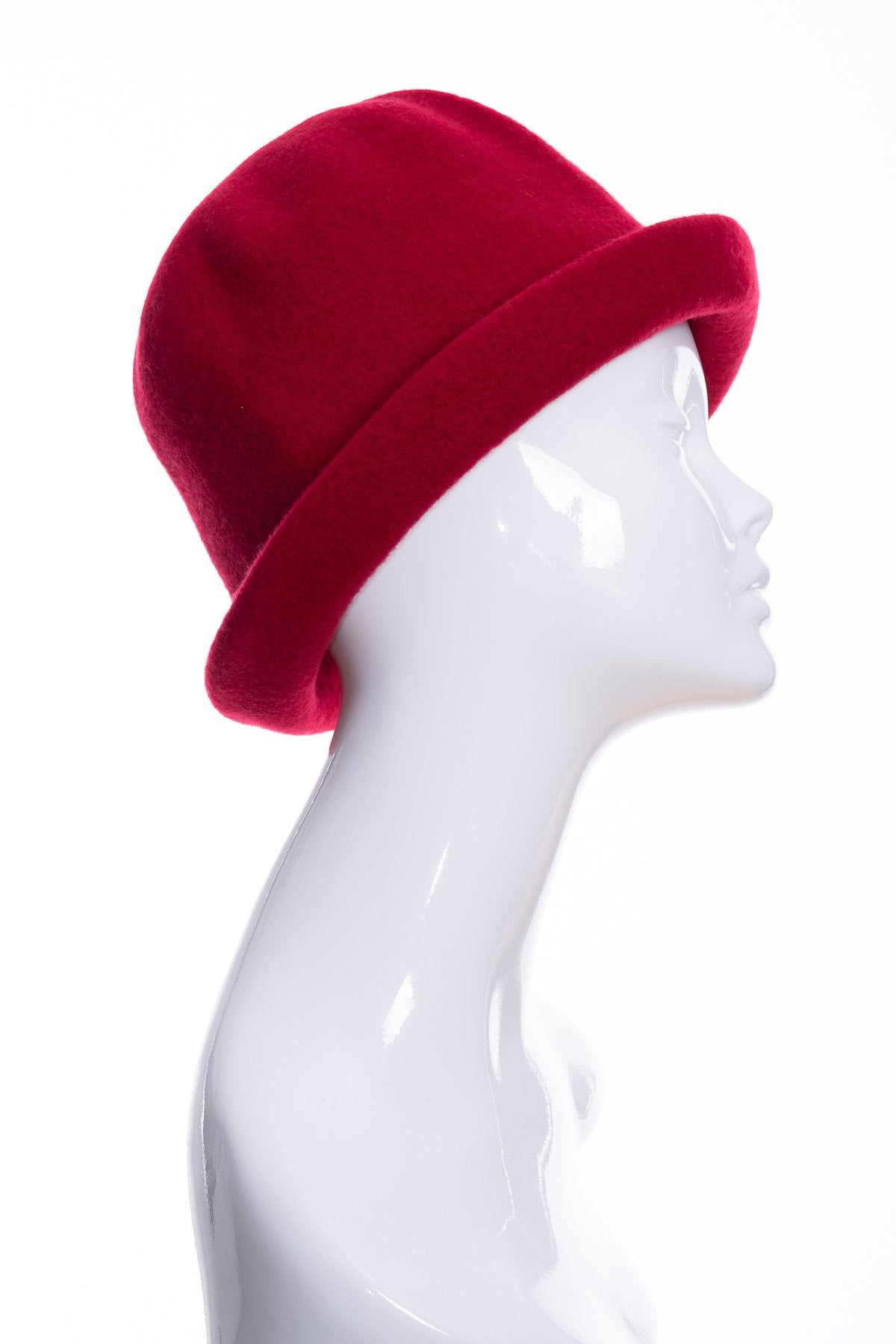 Kopka merino wool cloche hat, cherry, side 2 view