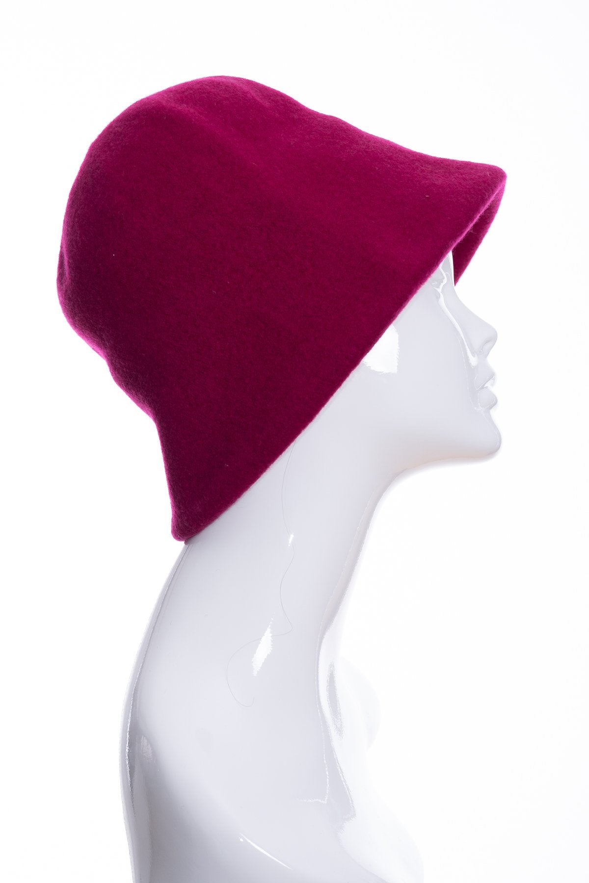 Kopka merino wool cloche hat, raspberry, side 3 view