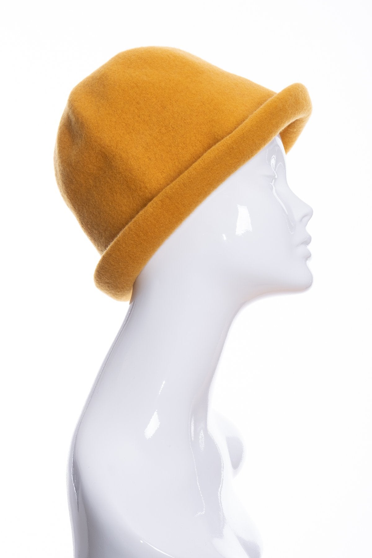 Kopka merino wool cloche hat, gold, side 2 view