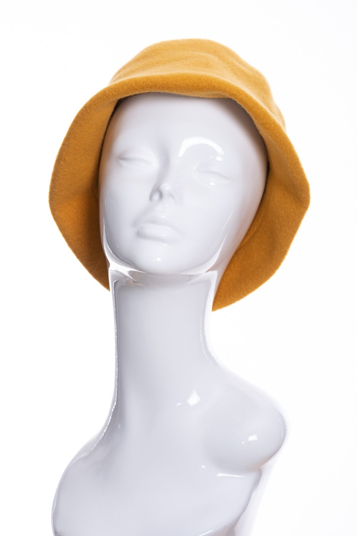 Kopka merino wool cloche hat, gold, front view