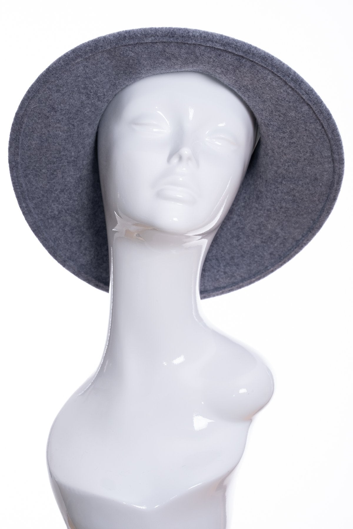 Kopka merino wool wide brimmed hat, grey marl, front view