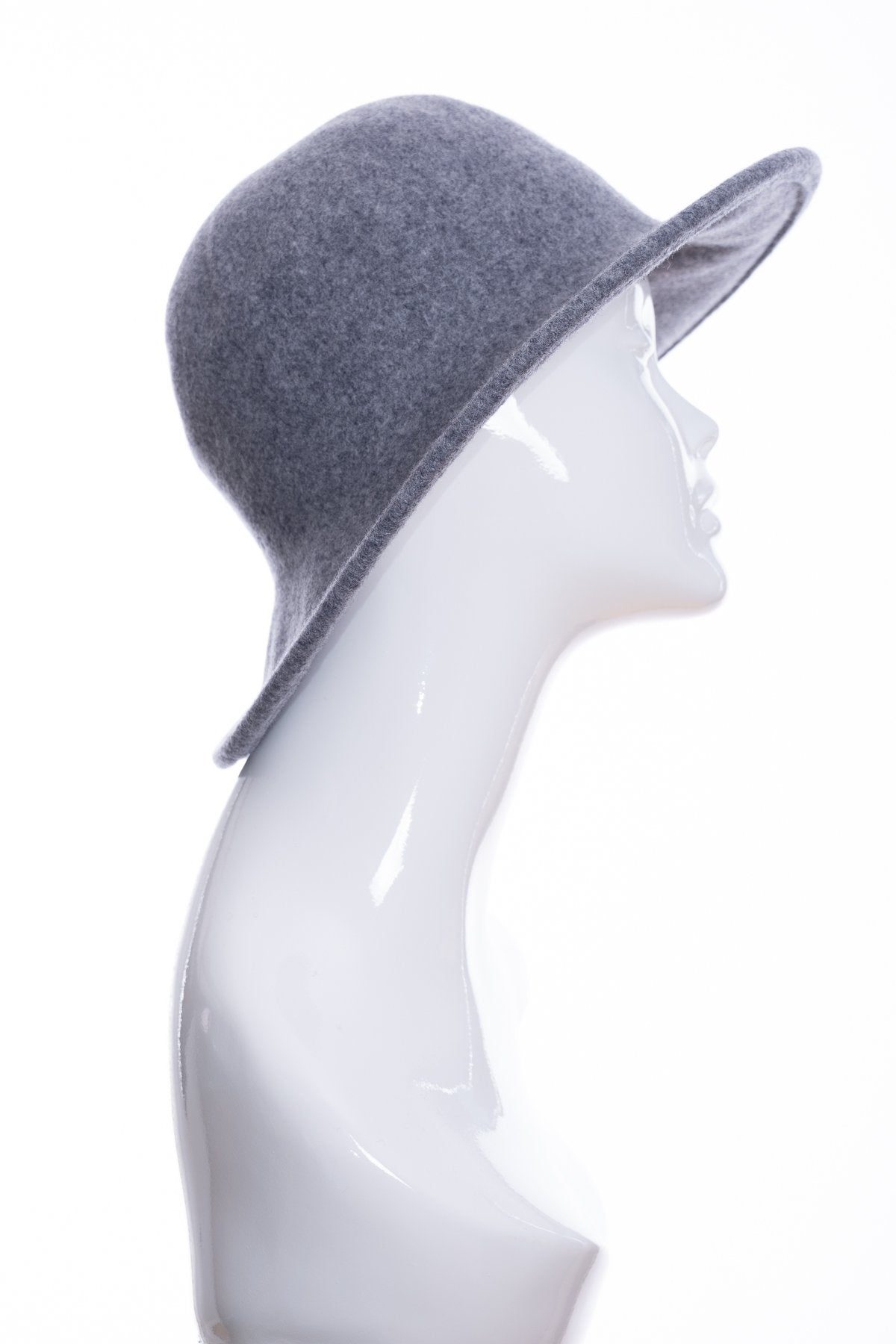 Kopka merino wool wide brimmed hat, grey marl, side view