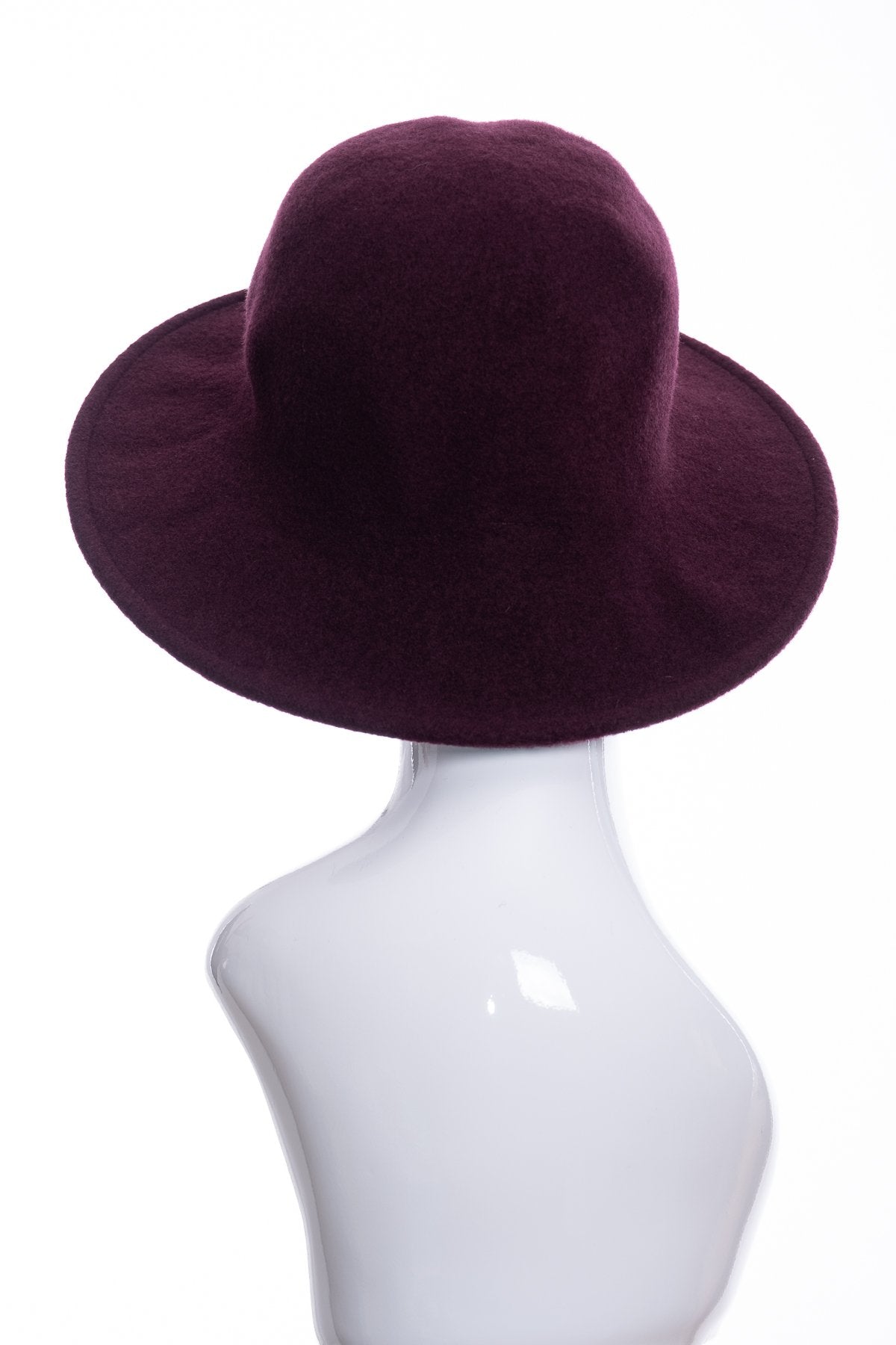 Kopka merino wool wide brimmed hat, bordeaux, rear view