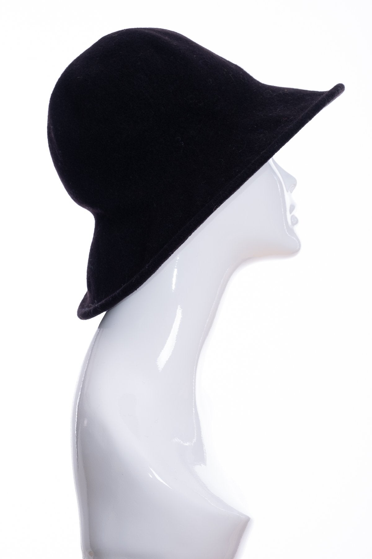 Kopka merino wool wide brimmed hat, black, front view