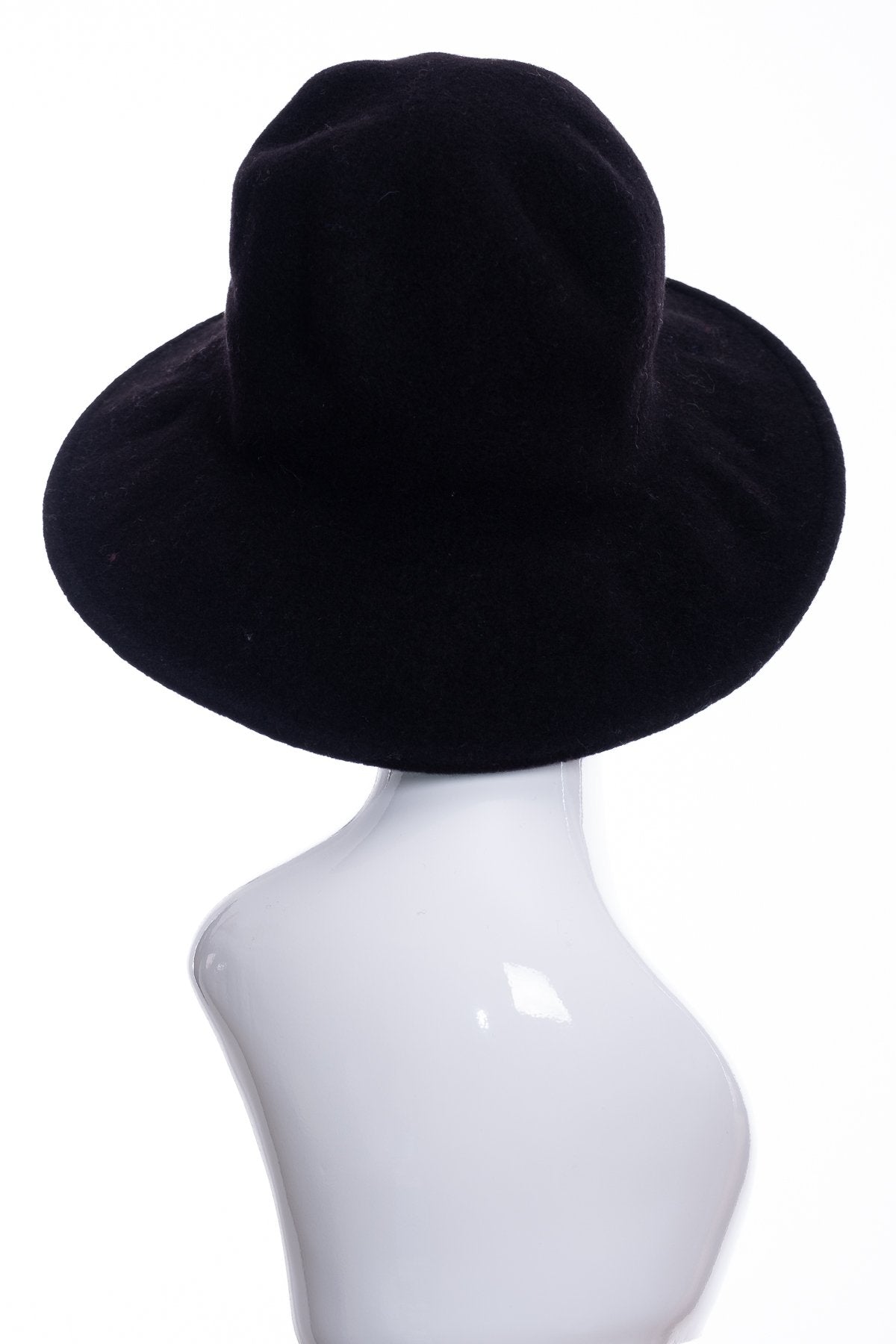 Kopka merino wool wide brimmed hat, black, rear view