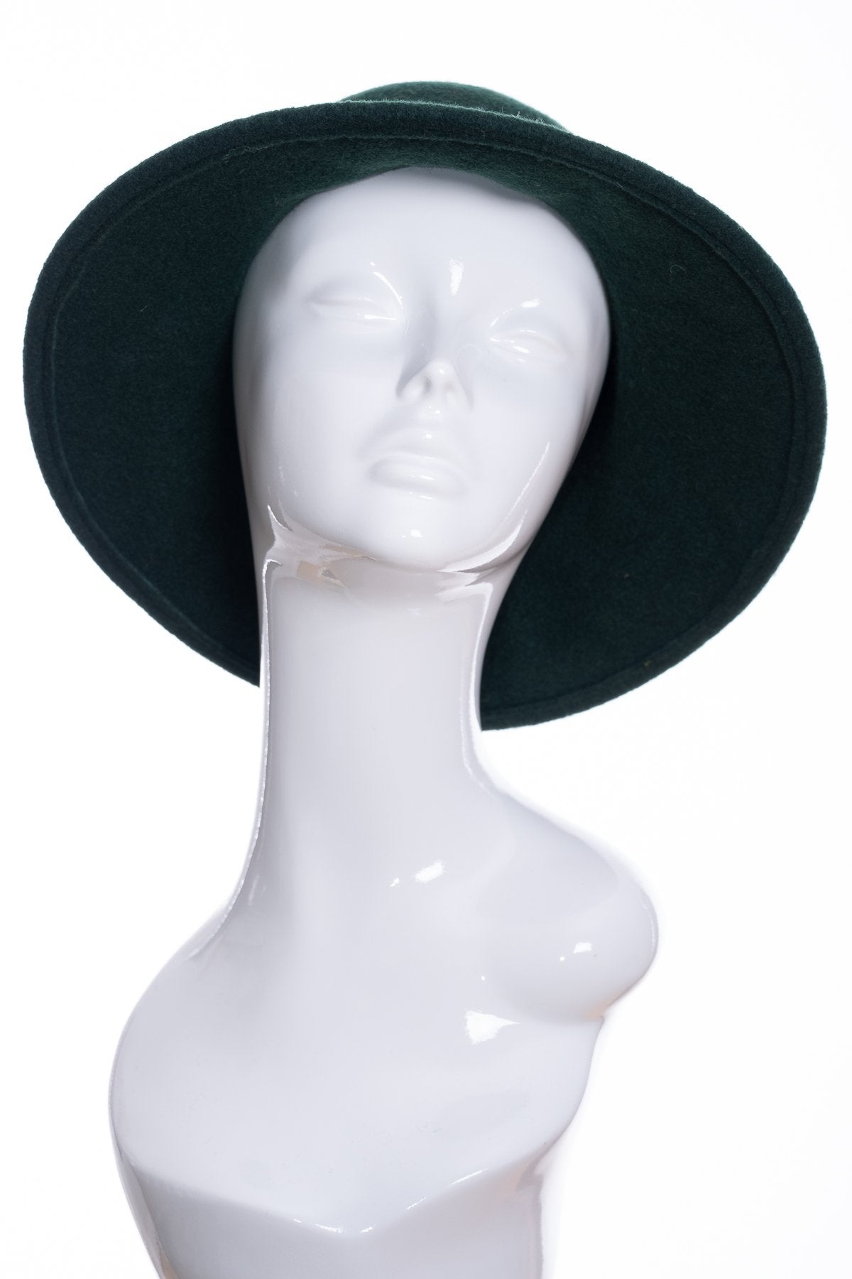 Kopka merino wool wide brimmed hat, bottle green, side view