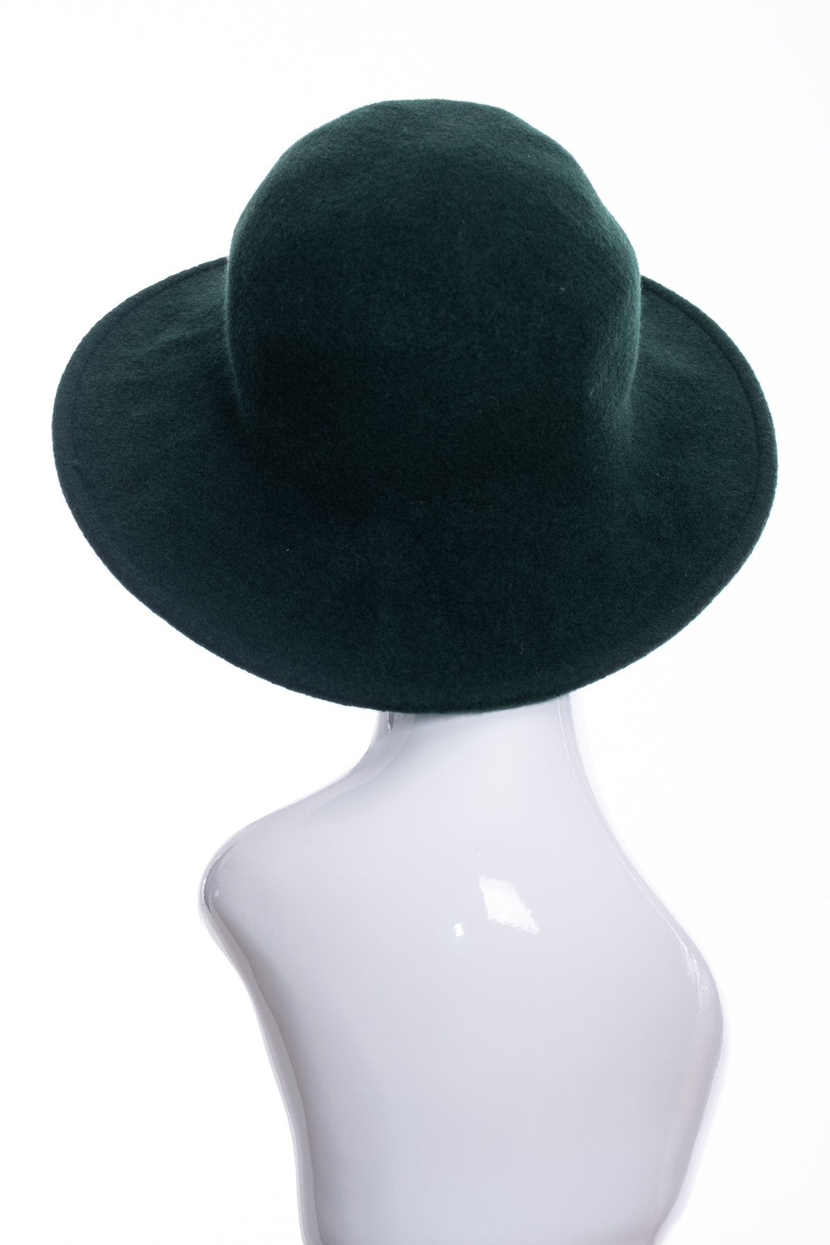 Kopka merino wool wide brimmed hat, bottle green, rear view