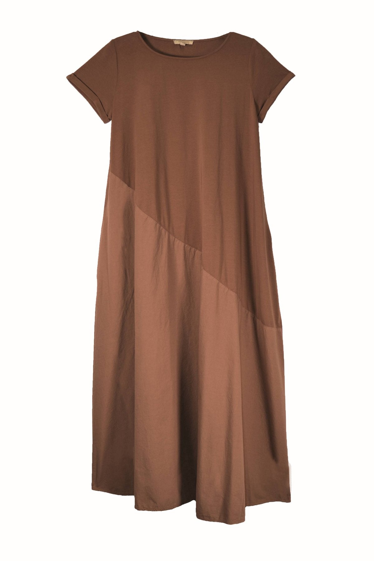 Humility dress, nutmeg, front view