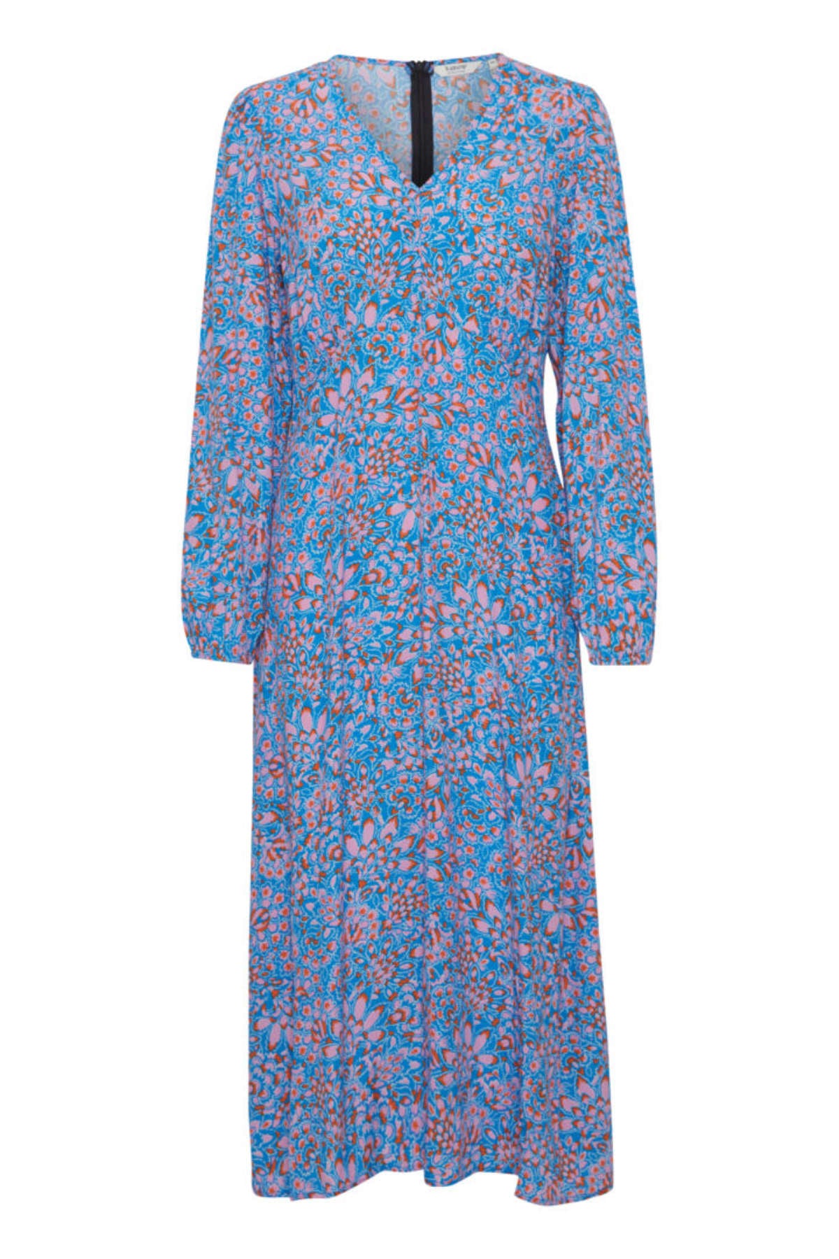 Flouri v neck dress, Ibiza blue