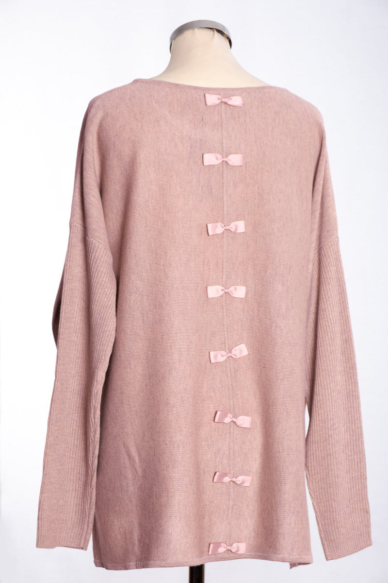 Bow back jumper, blush