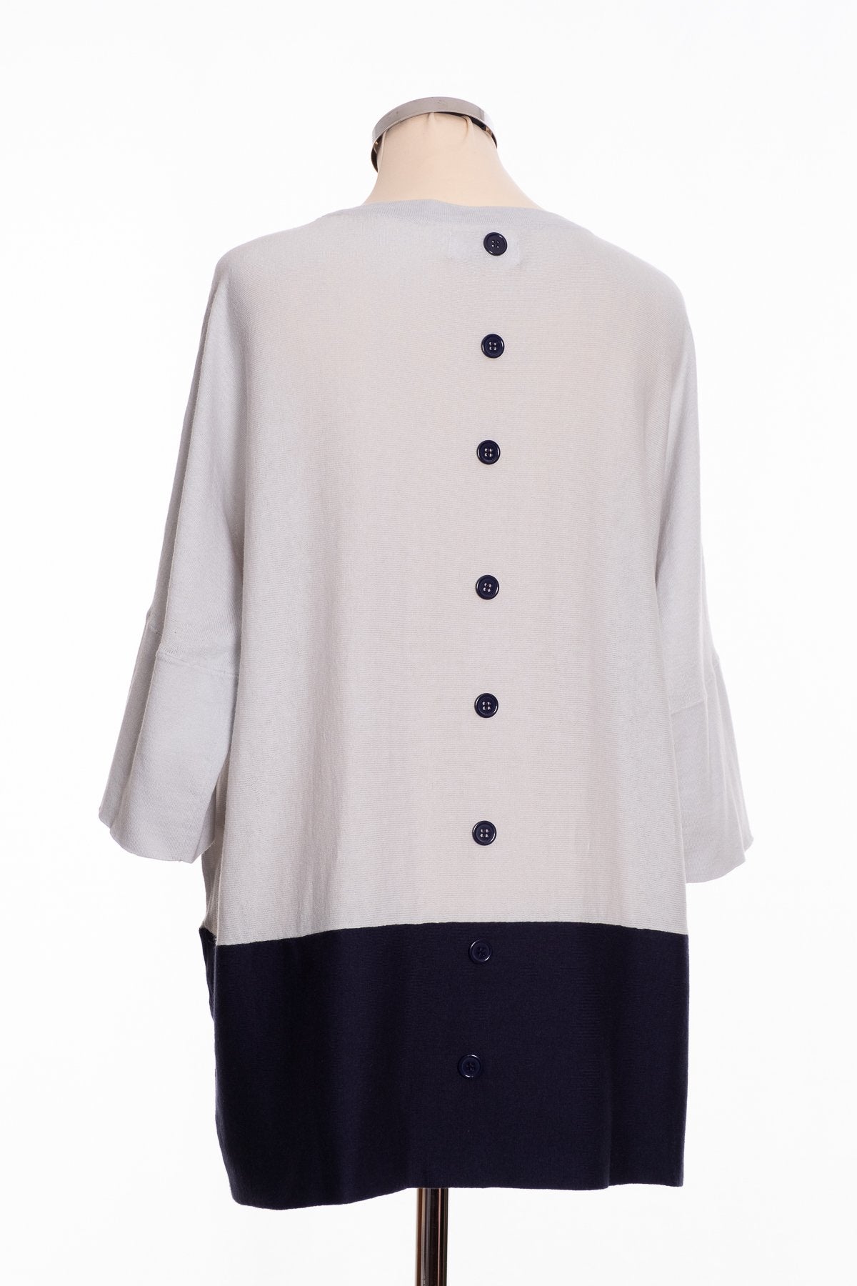 Ginger Toby Joss colour block jumper, mint and navy, rear view