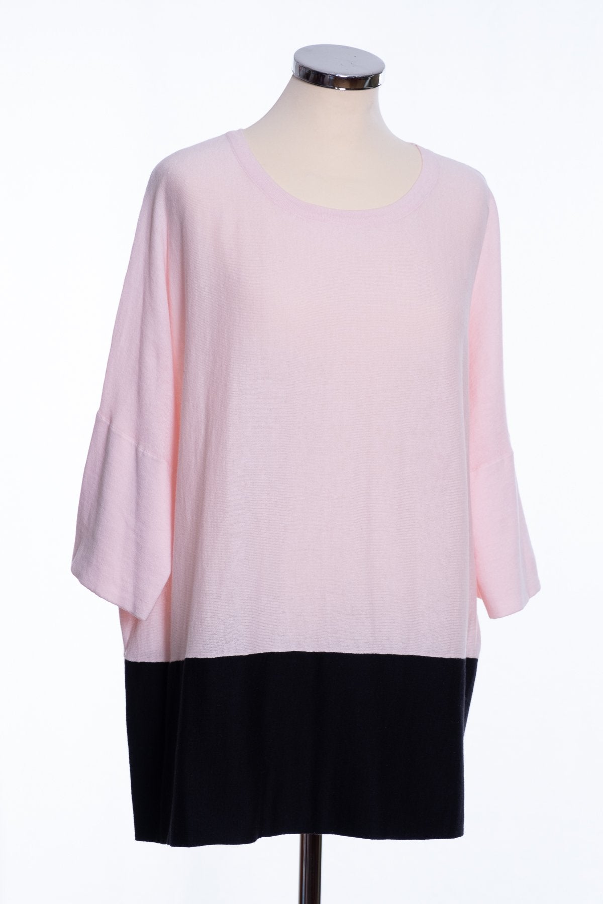 Ginger Toby Joss long line cardigan, pale pink, with jumper