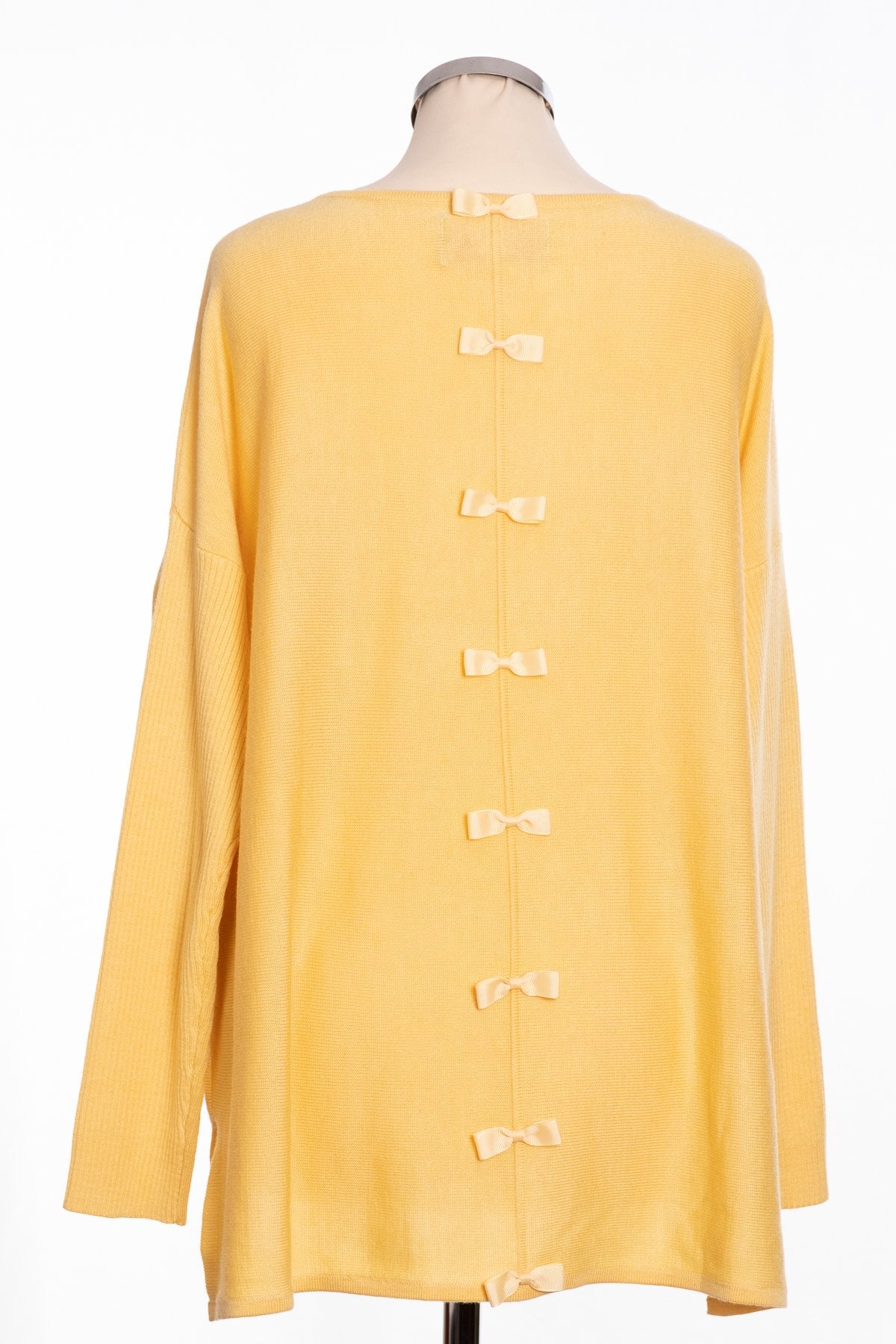Ginger Toby bow back jumper, primrose, rear view