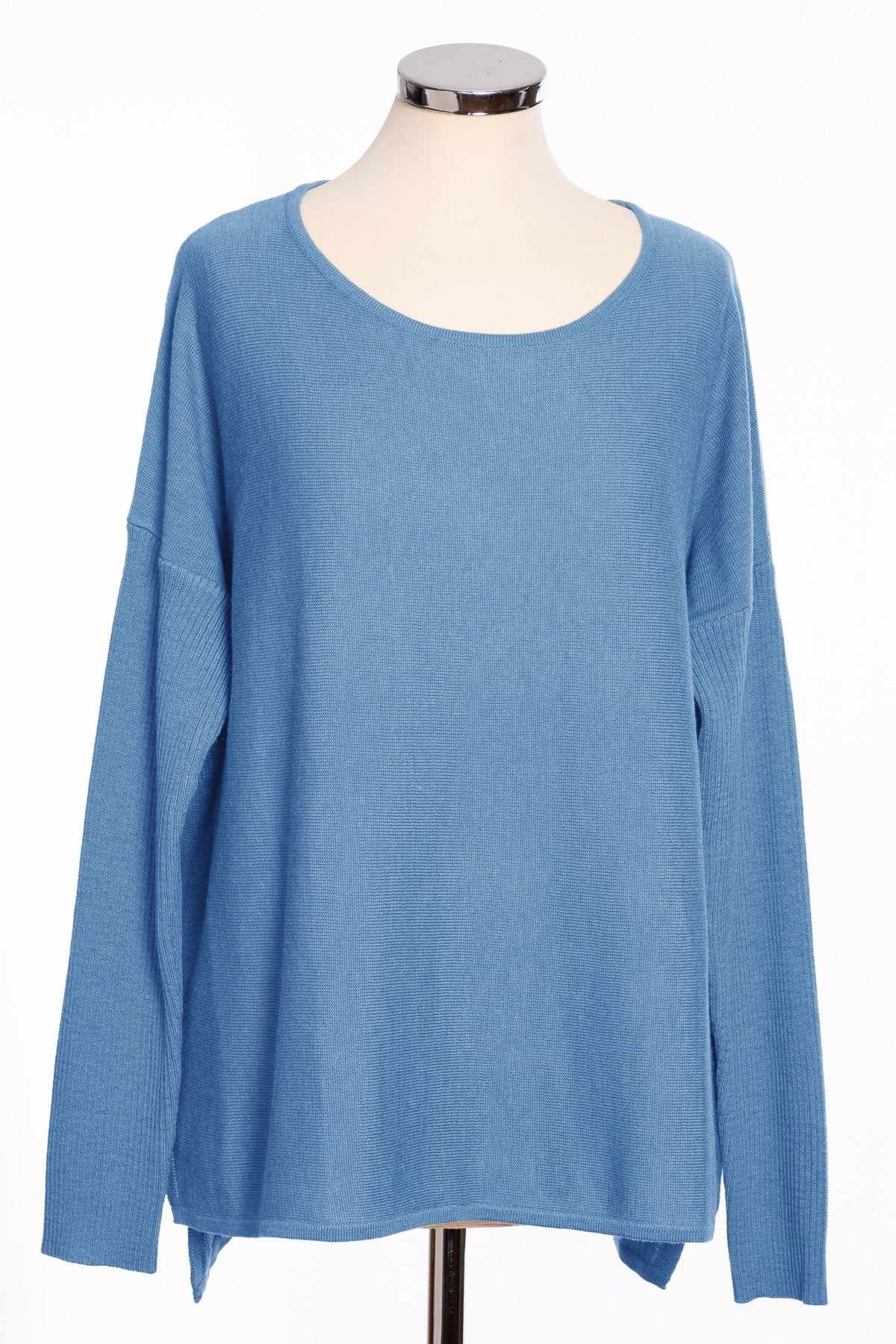 bow back jumper, mid blue