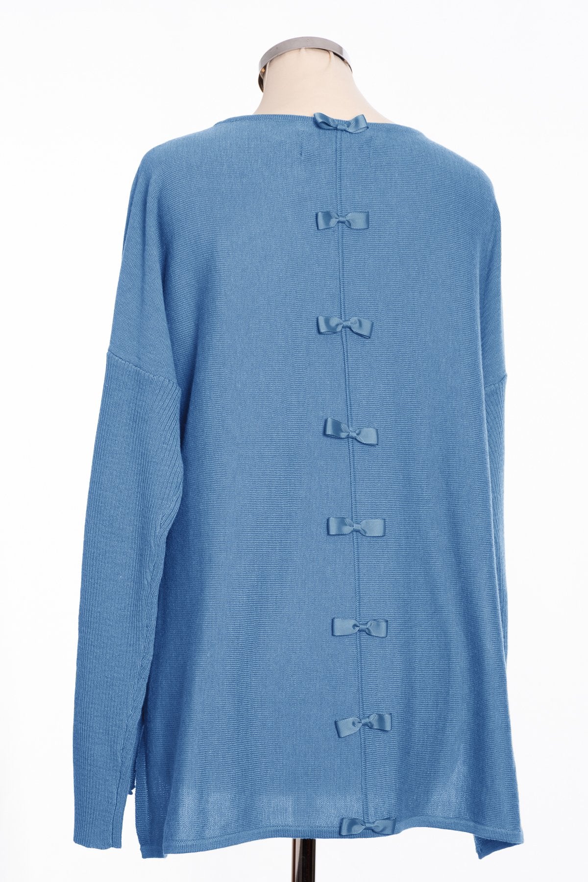 bow back jumper, mid blue