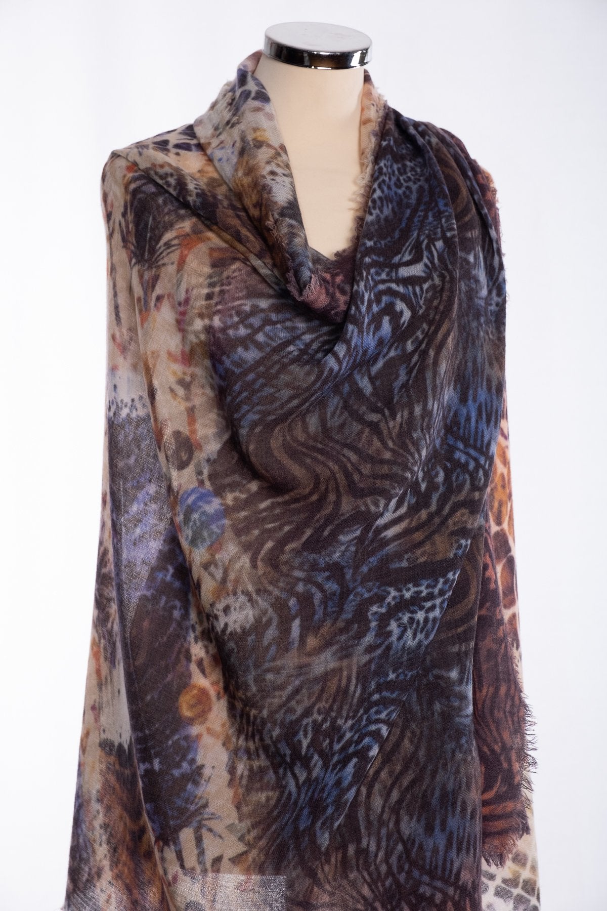 Ombre animal motif scarf, brown, wrap view