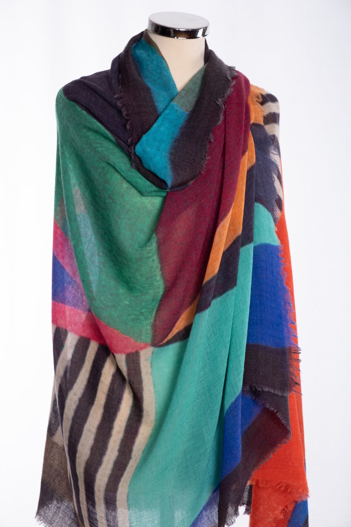 Ombre tringles and stripes scarf, multi colour, wrap view
