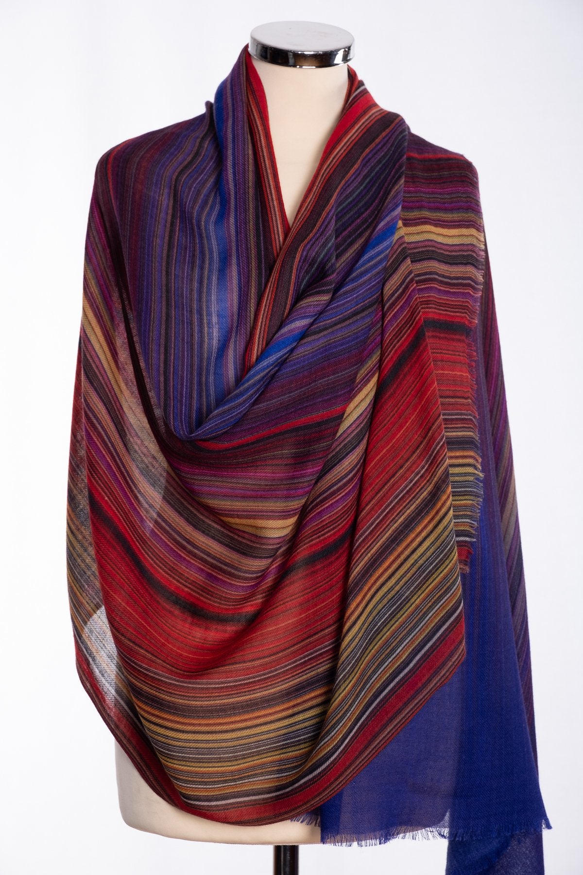 Ombre stripe design scarf, multi colour, wrap view