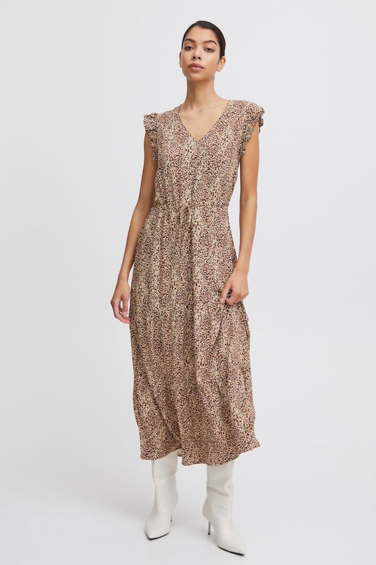 Joella frill dress, coffee