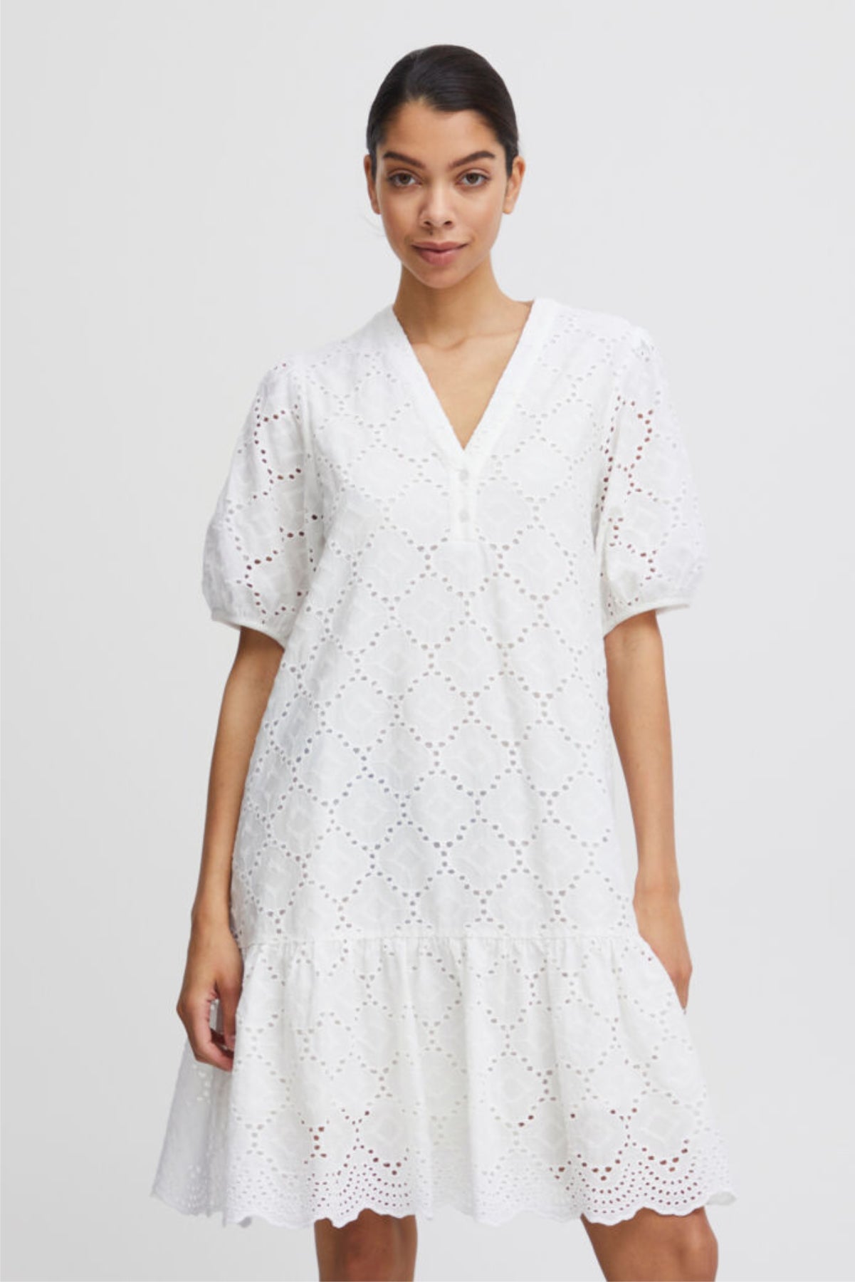 Falie Broderie dress, white