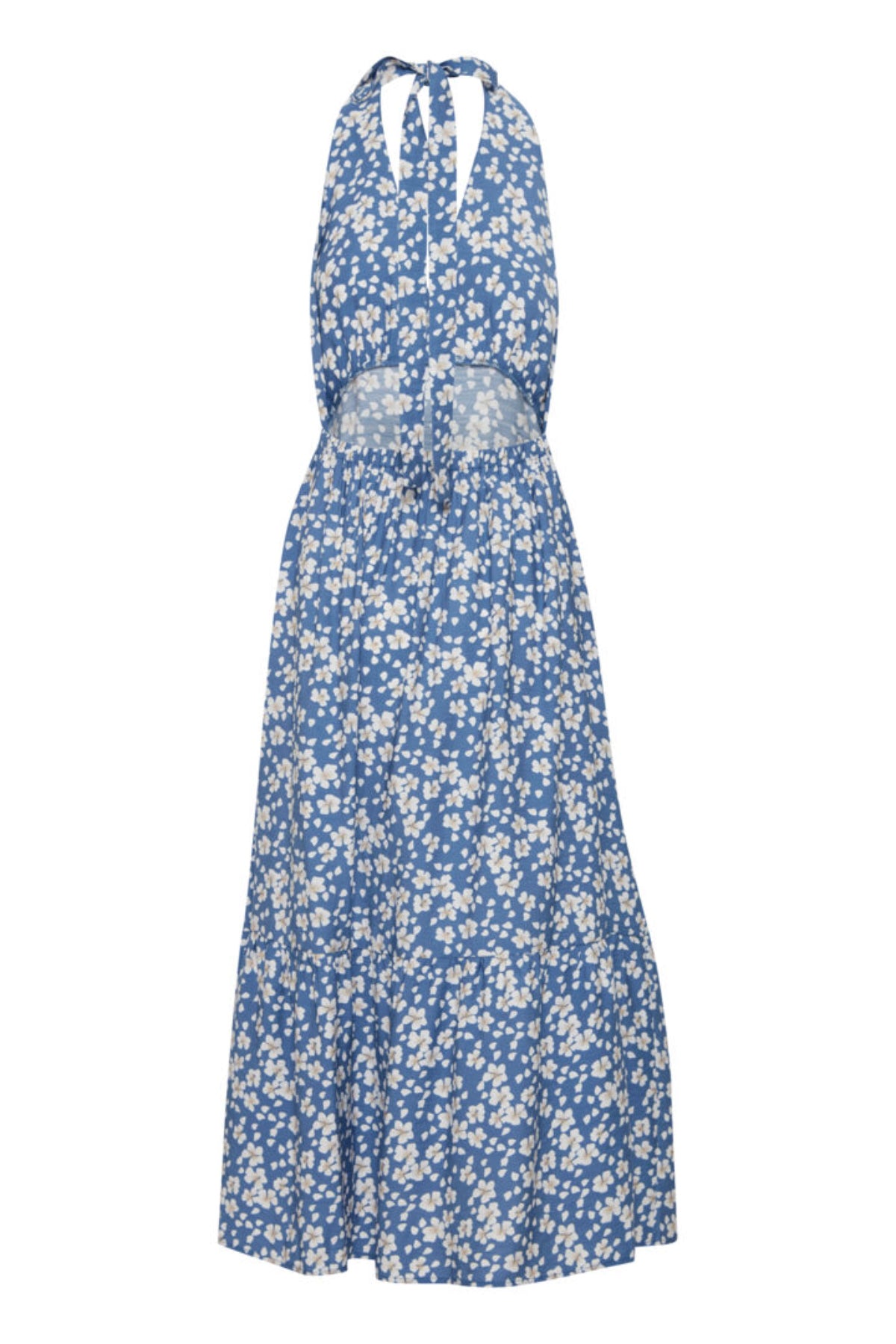 Ibano halter neck dress, denim
