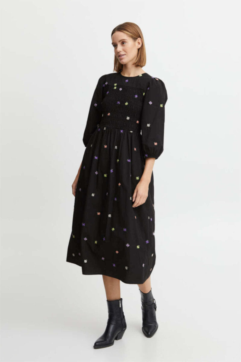 Hanla embroidered dress, black