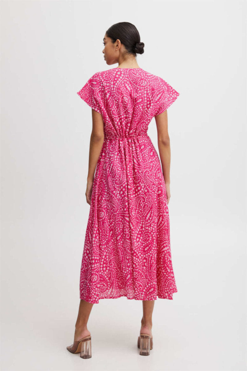 Imilla wrap front dress, raspberry