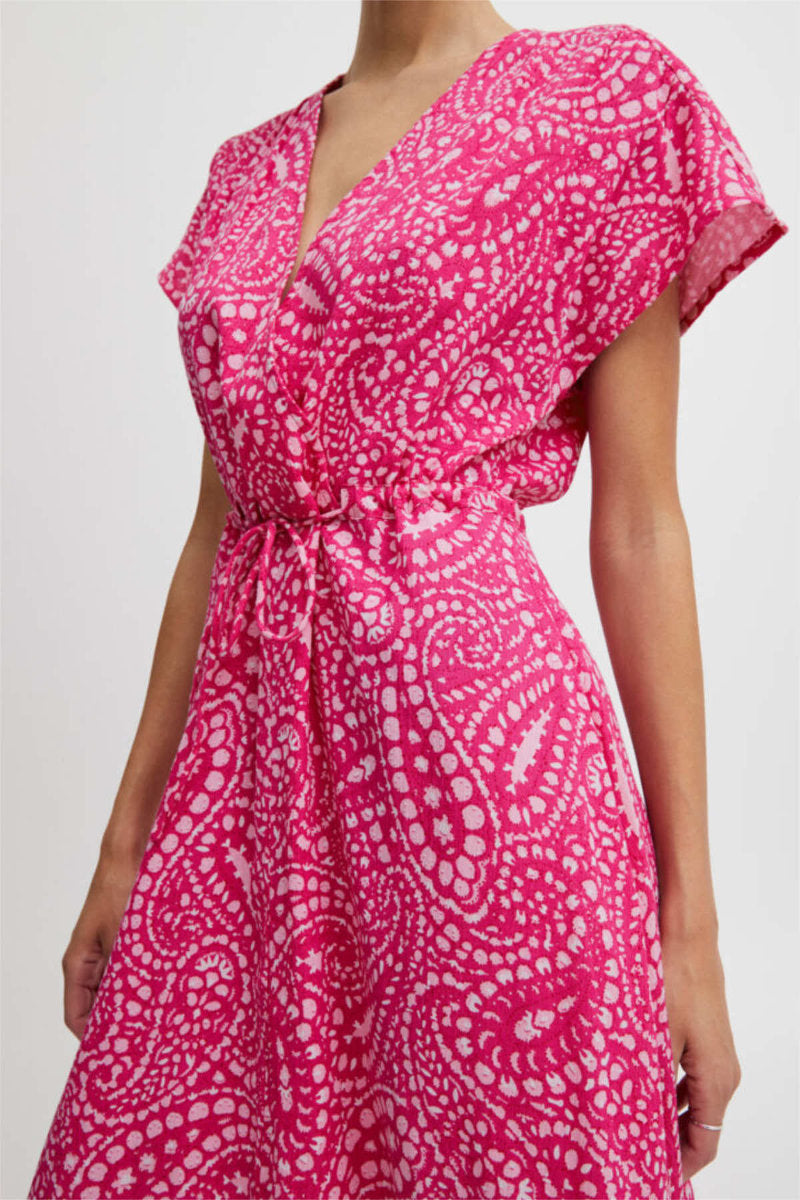 Imilla wrap front dress, raspberry