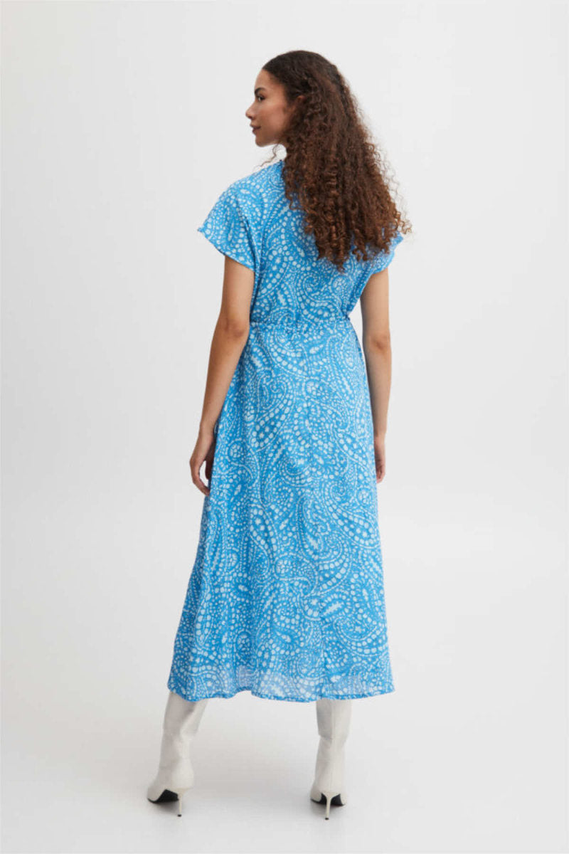 Imilla wrap front dress, Ibiza blue