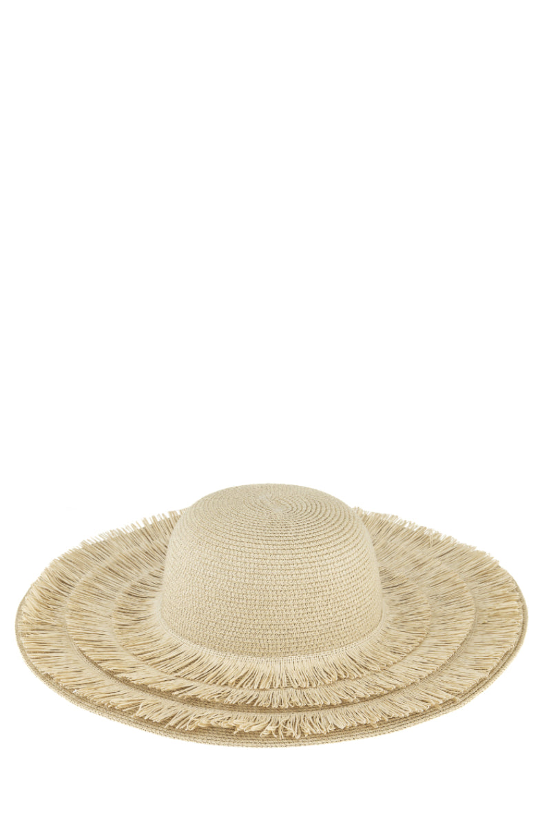 Fringe sun hat, Light straw