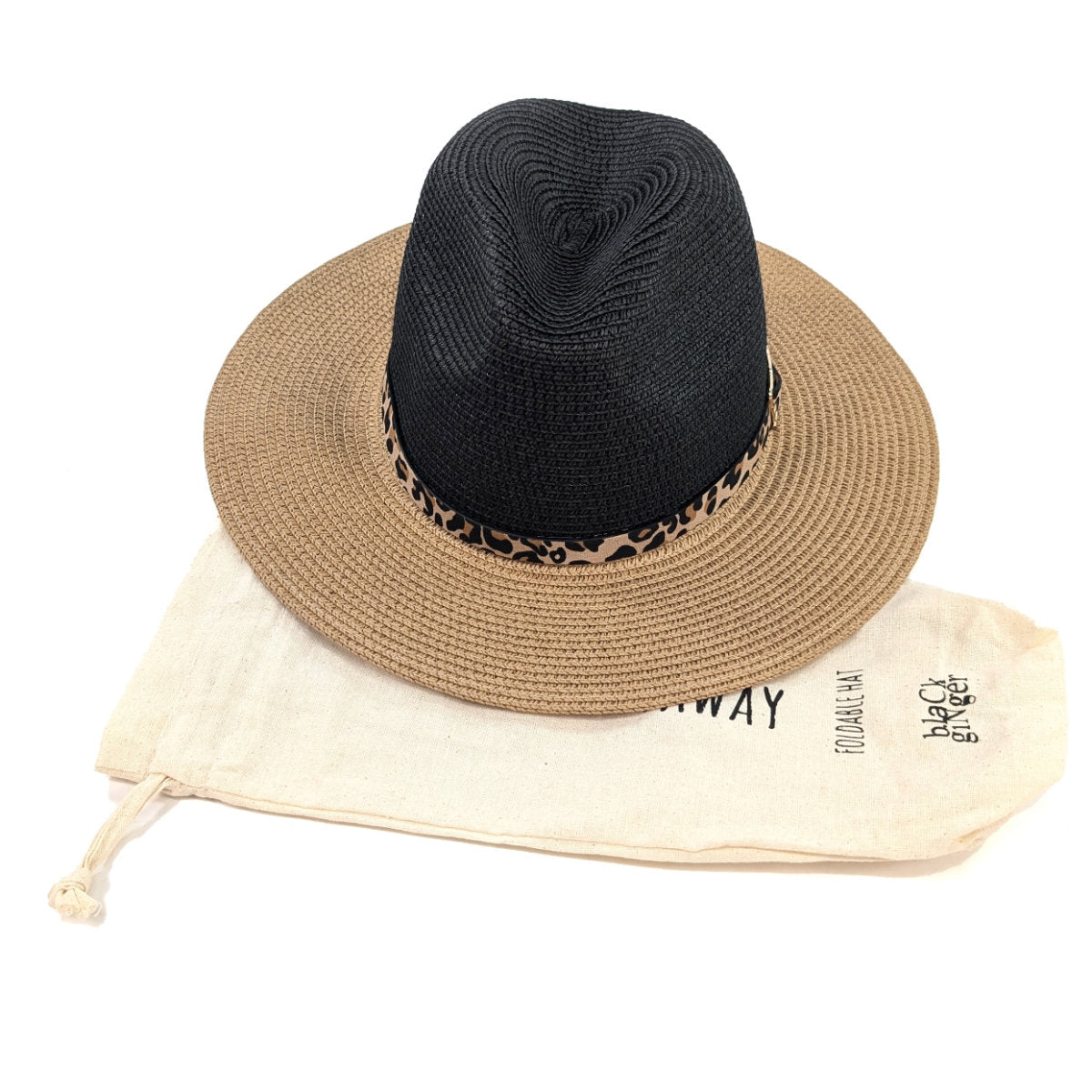 Two tone panama, leopard trim