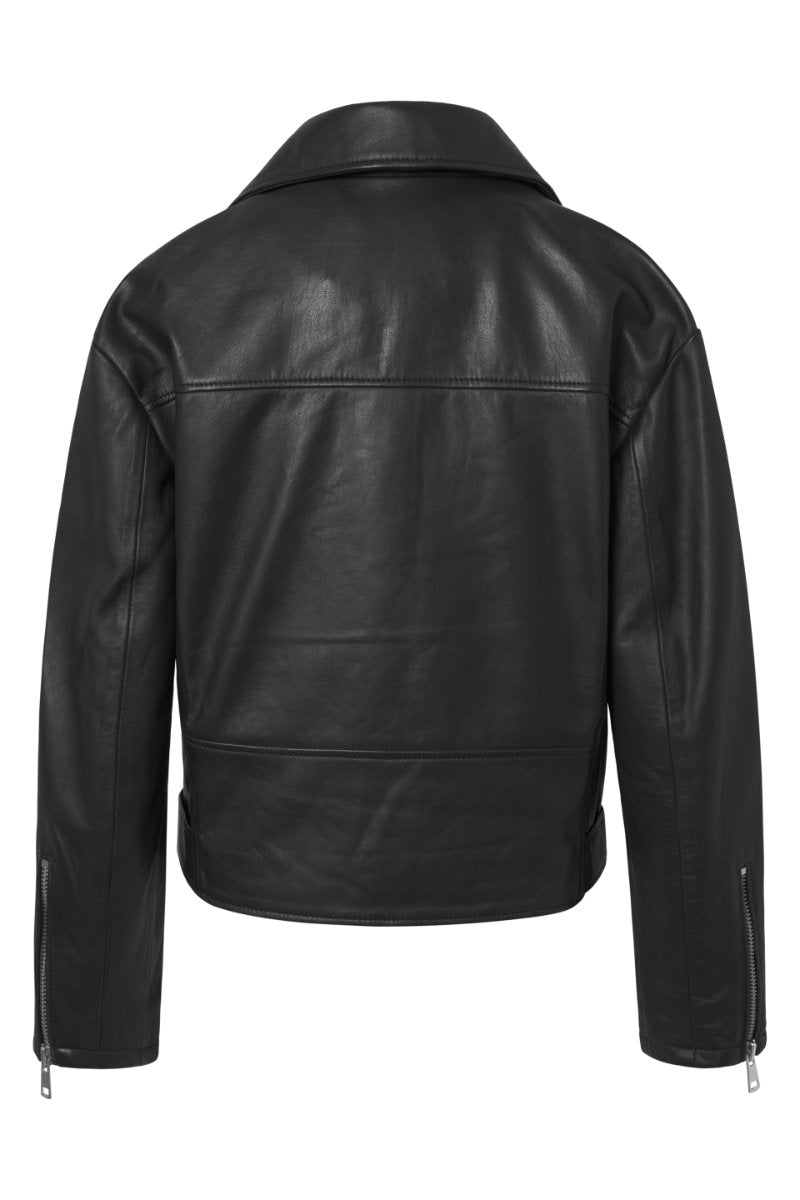 Biker leather jacket, black