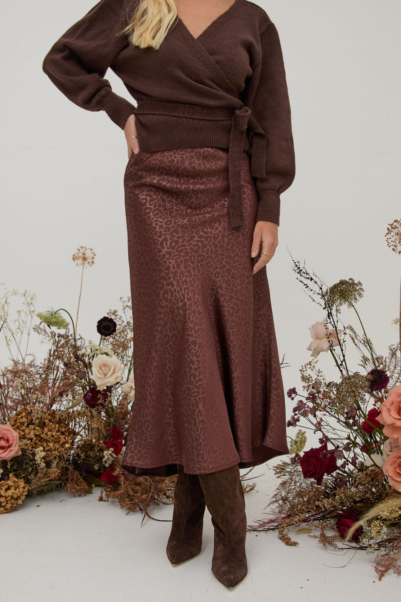 Bria slip skirt, coffee