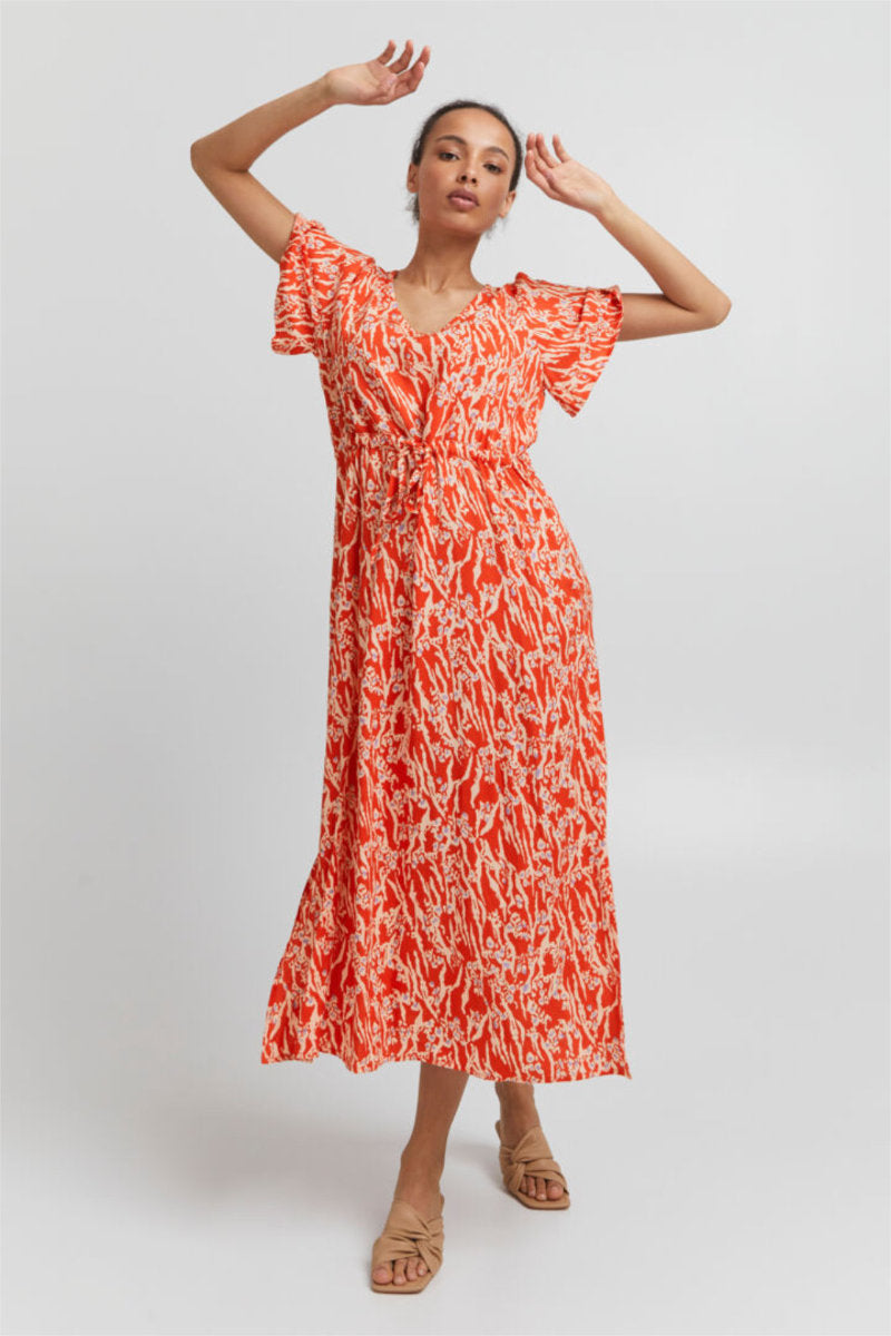 Vera dress, mandarin red