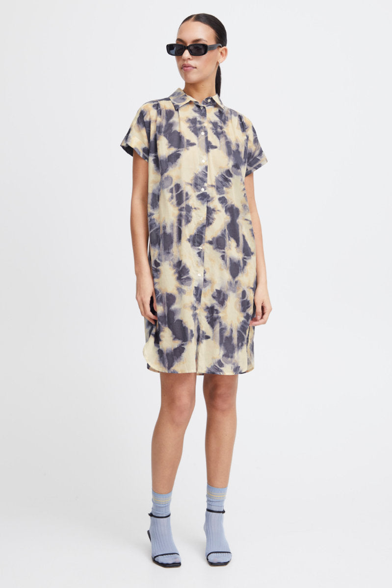 Emeretta dress, navy and cream