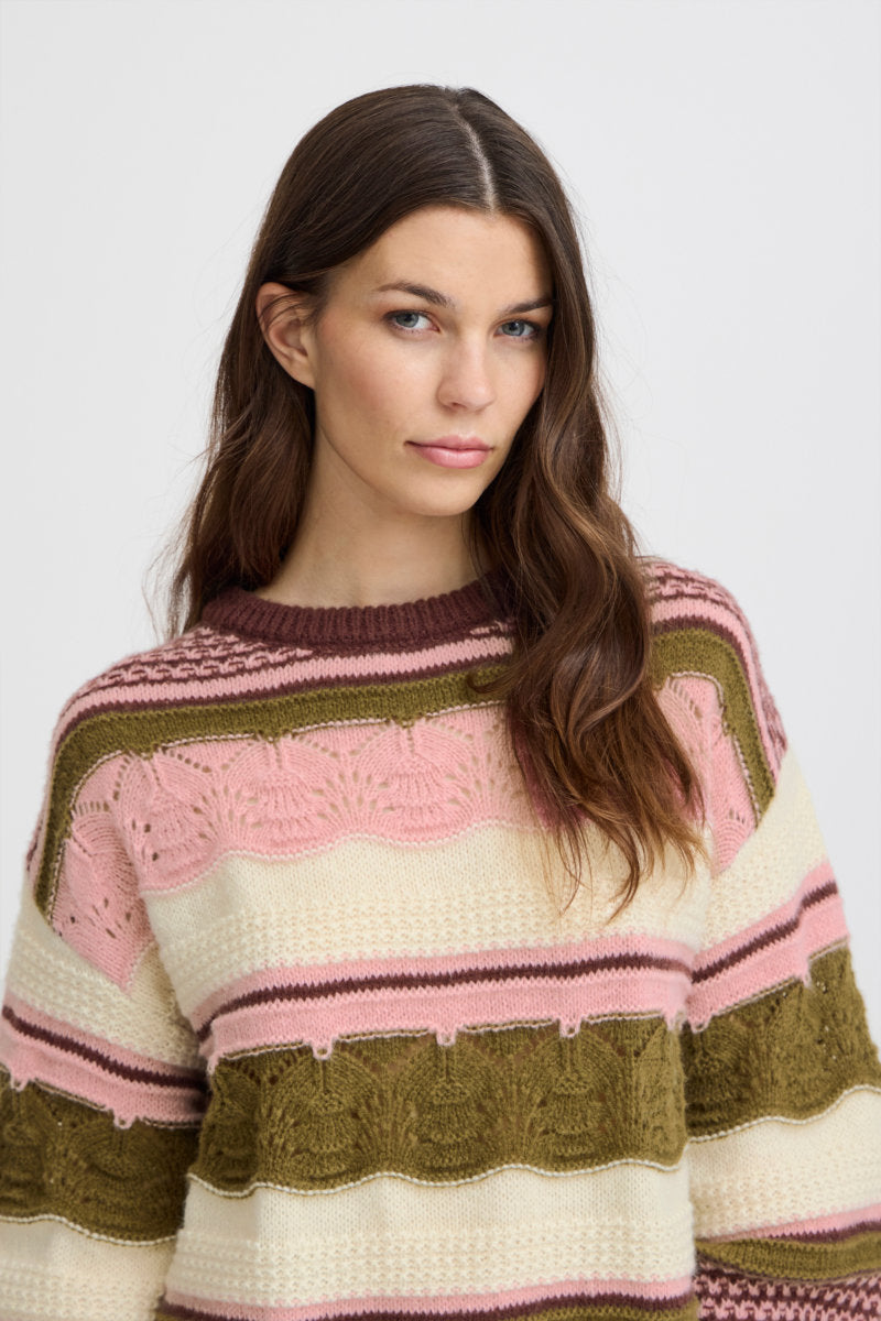 Astra jumper, pink & olive