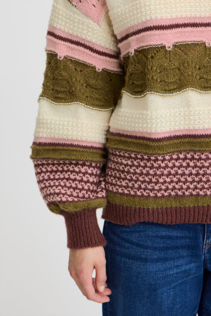 Astra jumper, pink & olive