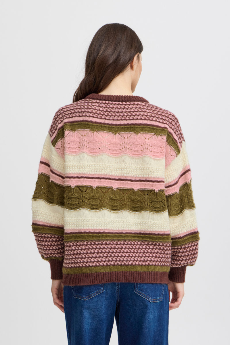 Astra jumper, pink & olive