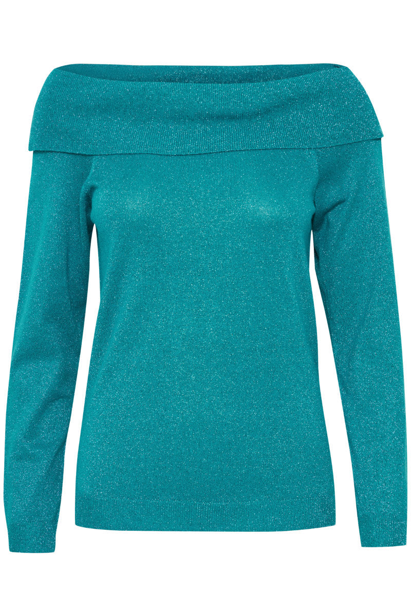 Mopaz open neck top, turquoise