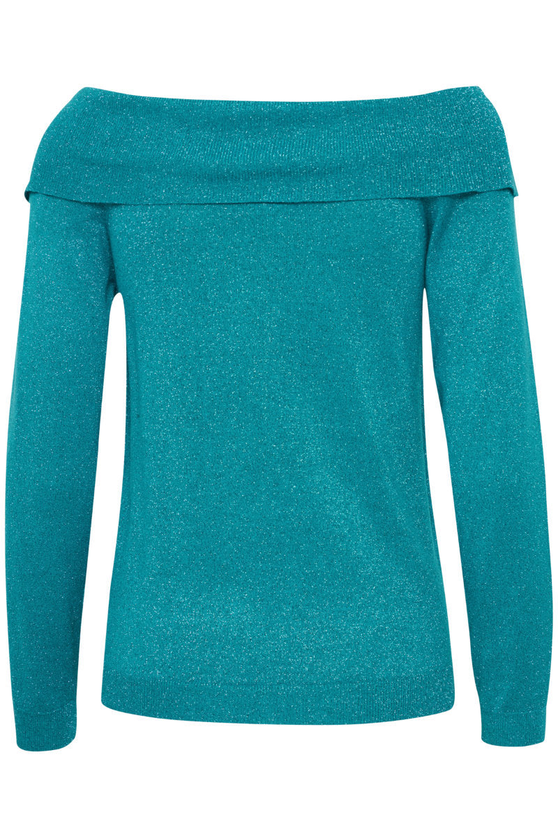 Mopaz open neck top, turquoise