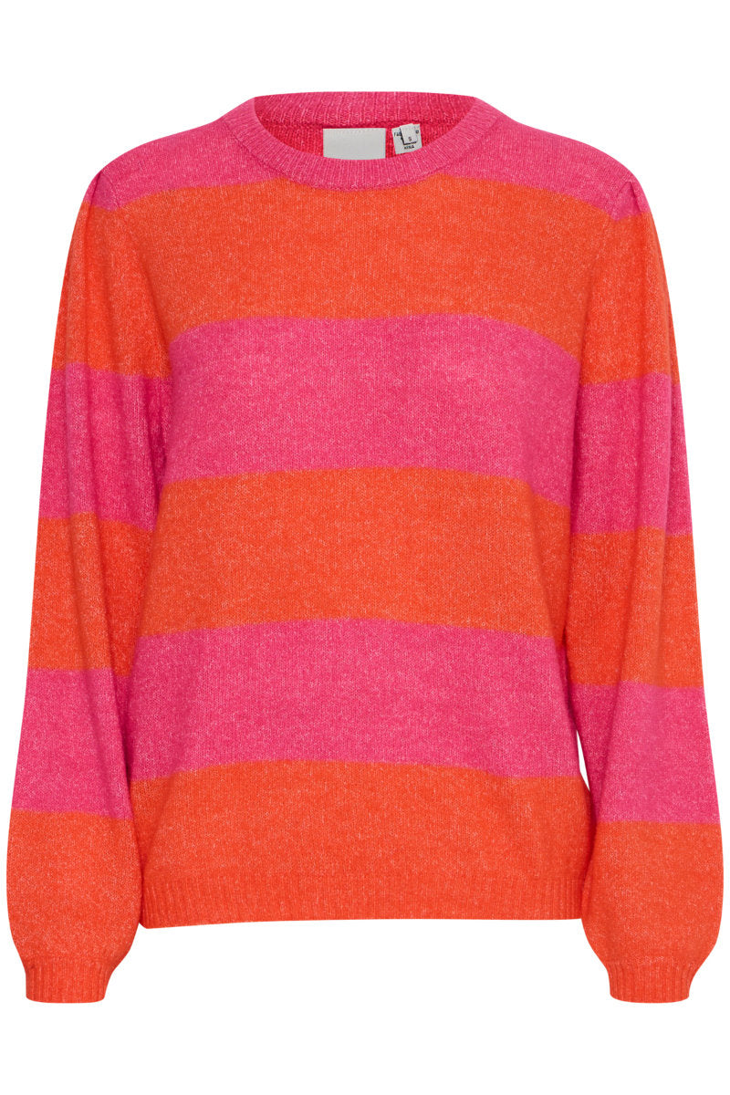 Dusty stripe jumper, pink and orange